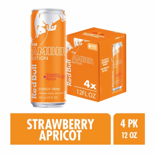 Red Bull Amber Edition Strawberry Apricot Energy Drink Perspective: front