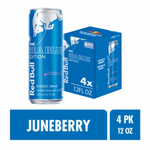 Red Bull Sea Blue Edition Juneberry Energy Drink Multipack Cans Perspective: front