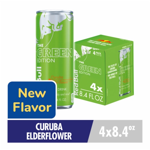 Red Bull Green Edition Curuba Elderflower Energy Drink Perspective: front