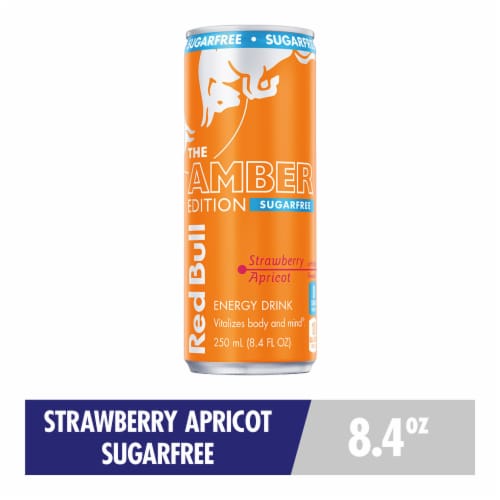 Red Bull Amber Edition Sugar Free Strawberry Apricot Energy Drink Perspective: front
