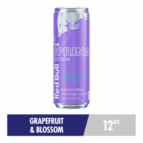 Red Bull Spring Edition Energy Drink Grapefruit Can Perspective: front