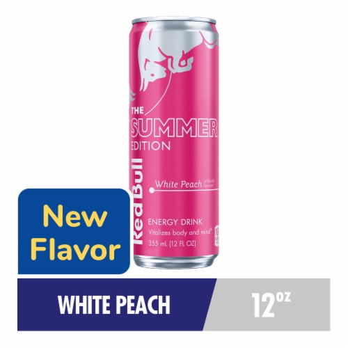 Red Bull Summer Edition Energy Drink White Peach Can, 12 fl