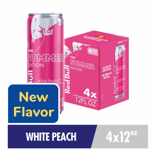 Red Bull Summer Edition Energy Drink White Peach Multipack Perspective: front