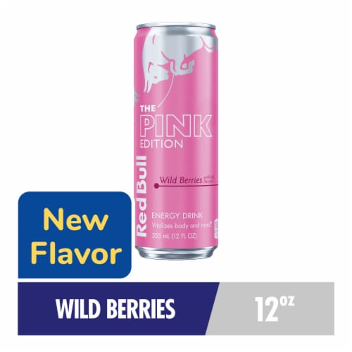 Red Bull Pink Edition Energy Drink Wild Berries Can Perspective: front