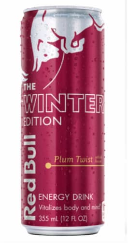 Red Bull Winter Edition Plum Twist Energy Drink Perspective: front