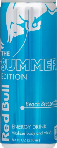Red Bull® Summer Edition Beach Breeze Energy Drink Can Perspective: front