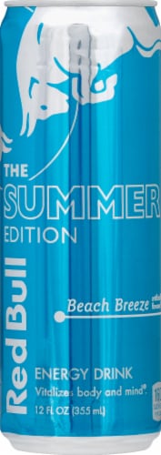 Red Bull® Summer Edition Beach Breeze Energy Drink Can Perspective: front