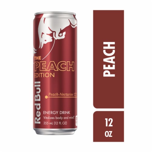 Red Bull Peach Edition Energy Drink Perspective: front