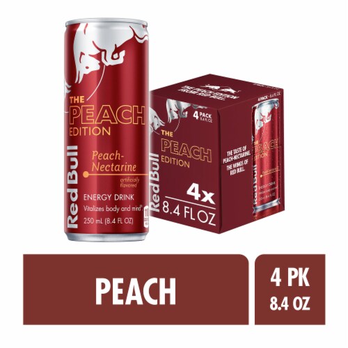 Red Bull Peach Edition Energy Drink Perspective: front