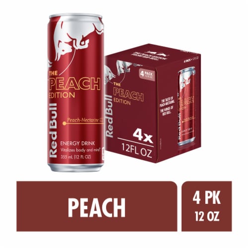 Red Bull Peach Edition Energy Drink Perspective: front