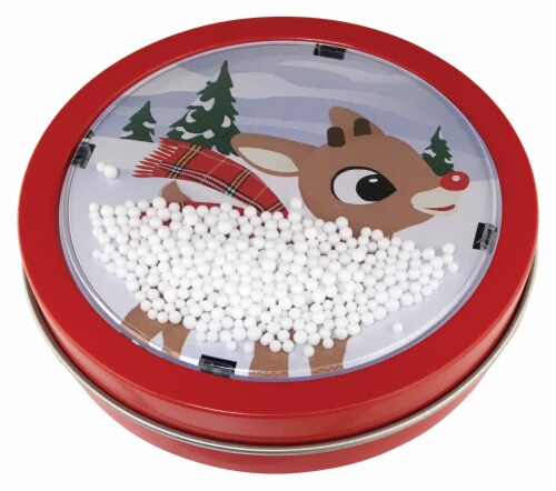 BAC Rudolph snow globe tin Perspective: front
