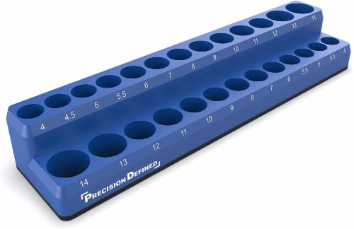 , Blue 26 Sockets METRIC Metric 1/4-Inch Drive Precision Defined Magnetic Tool Socket Organizer Holder 