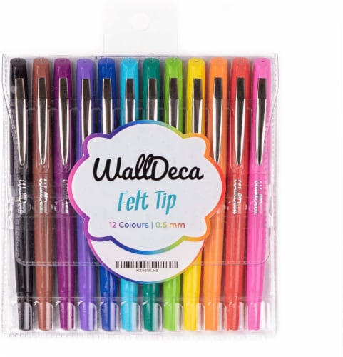 WallDeca Felt Tip Pens, Fine Point (0.5mm), Assorted Rainbow