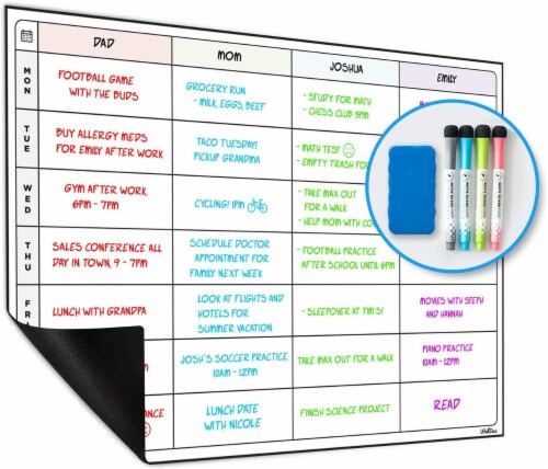 WallDeca Erasable Fridge Weekly Wall Planner, 43 x 30 cm, Perfect for Family Perspective: front