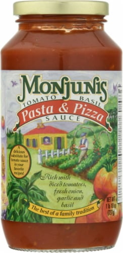 Monjunis Tomato Basil Pasta & Pizza Sauce Perspective: front