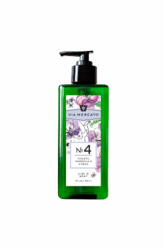 Via Mercato No.4 Violets Magnolia & Amber Liquid Hand Soap Perspective: front