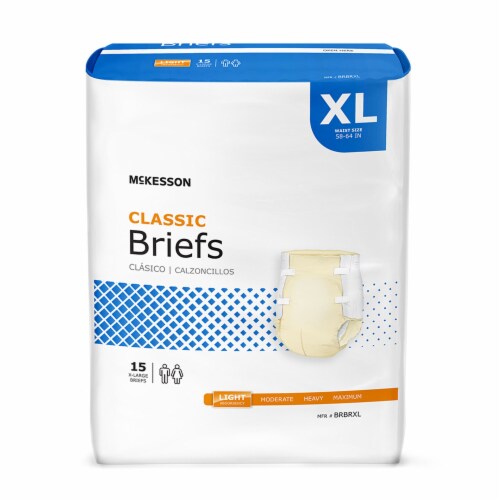 McKesson Classic Adult Incontinence Brief XL Light Absorbency Contoured, BRBRXL, Light, 60 Ct Perspective: front