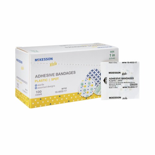 McKesson Kids Kid Design (Assorted Prints) Adhesive Spot Bandage Sterile 1 100 per Box Perspective: front