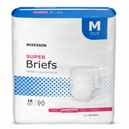 McKesson Adult Incontinence Brief M Moderate Absorbency BR30643, Moderate, 16 Ct Perspective: front