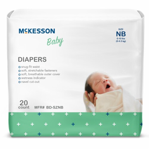 McKesson Baby Baby Diaper Newborn, 0 to 10 lbs. BD-SZNB, 120 Ct Perspective: front