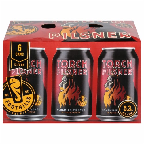 Foothills Brewing Torch Pilsner Perspective: front