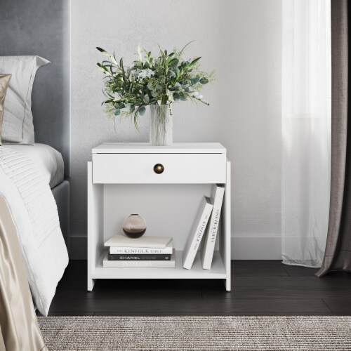 Low profile white nightstand discount