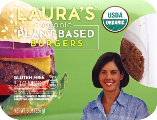 Laura's Organic Plant Based Burgers Perspective: front