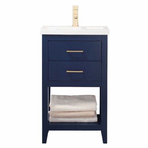 Design Element Group Cara 20  Single Sink Vanity in Blue Perspective: front
