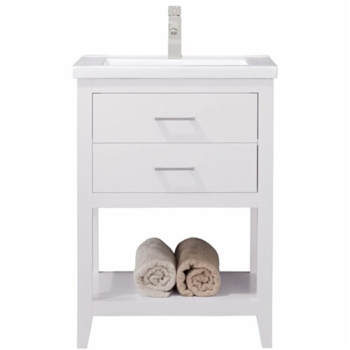 Design Element Group Cara 24  Single Sink Vanity in White Perspective: front