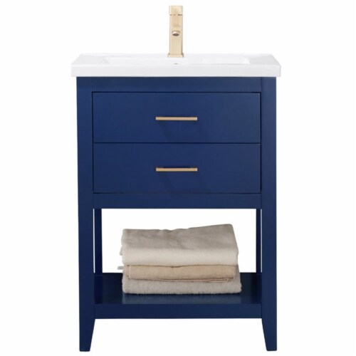 Design Element Group Cara 24  Single Sink Vanity in Blue Perspective: front