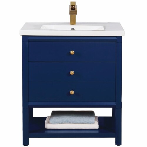 Design Element Group Logan 30  Single Sink Vanity in Blue Perspective: front