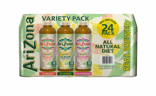 AriZona® All Natural Diet Peach Lemon and Raspberry Iced Tea Variety Pack Perspective: front