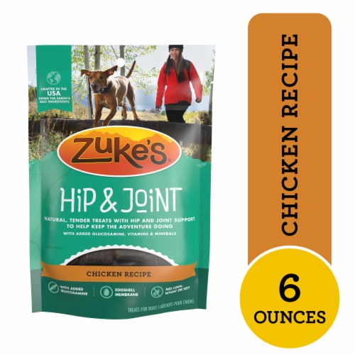 Zuke’s Hip And Joint Soft And Chewy Natural Dog Treats Chicken Recipe Perspective: front