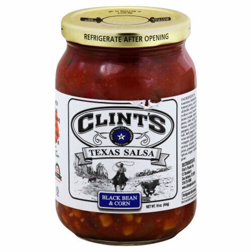 Clints Salsa Black Bean & Corn 16 oz Perspective: front