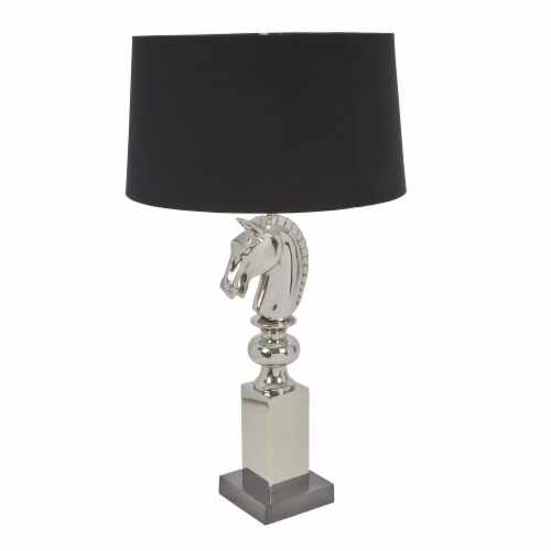 Stainless Steel 31  Horse Headtable Lamp, Silver Perspective: front