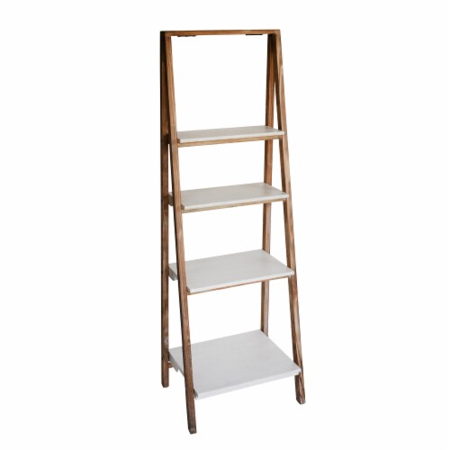 White and shop brown ladder shelf