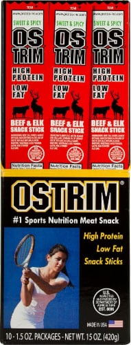 Ostrim Natural Snack Stick Beef & Elk Sweet & Spicy Perspective: front