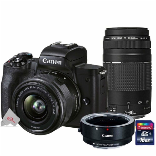 Amazon.com : Canon EOS M50 Mark II Mirrorless Camera with 15-45mm and  55-200mm Lenses (Black) (4728C014) + 2 x 64GB Memory Card + Color Filter  Kit + Filter Kit + Charger +