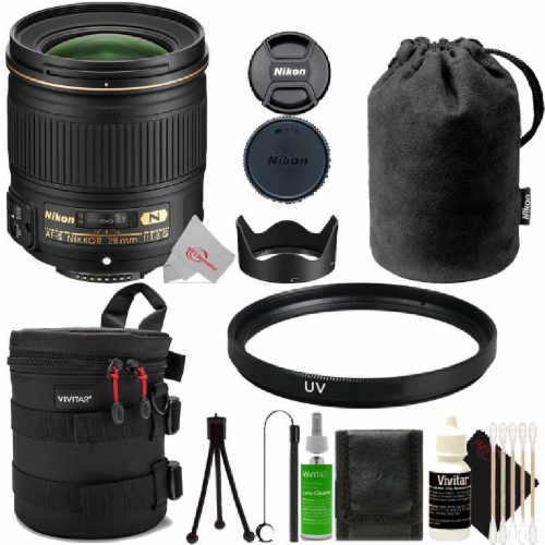 Nikon AF-S NIKKOR 28mm f/1.8G Lens + UV Filter Accessory Kit, 1