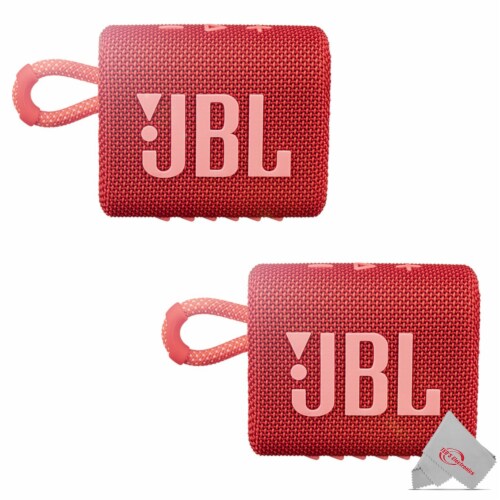 2x JBL Go 3 Portable Bluetooth Waterproof Speaker Red Perspective: front