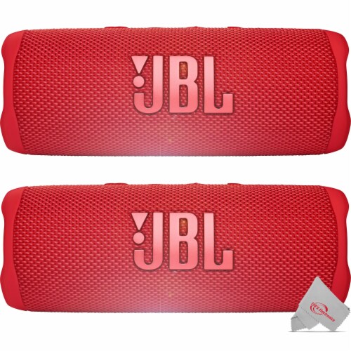 2x JBL FLIP 6 Wireless Portable Waterproof Speaker - Red Perspective: front