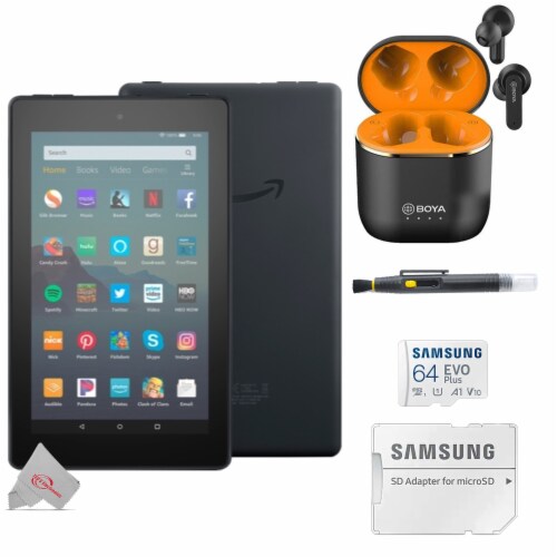 Amazon Fire 7 2019 Edition 7Inch Tablet 16GB Memory Black Earphone