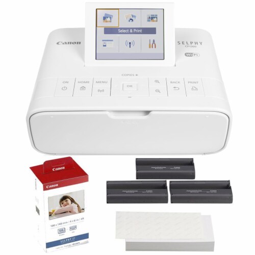 Canon Selphy CP1300 Compact Photo Printer White + KP-108IN Selphy