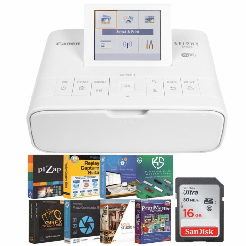 Canon Selphy Compact Photo Printer White + Memory Card + Software Bundle, 1 - Ralphs