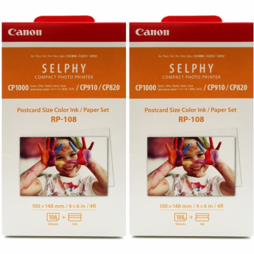 2x Canon RP-108 High-Capacity Color Ink/Paper Set for SELPHY CP910 Printer Perspective: front