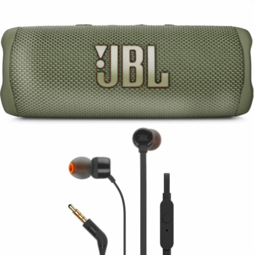 JBL Flip 6 Portable Waterproof Bluetooth Speaker (Green) + JBL T110 Ear Headphones Black, 1 Kroger