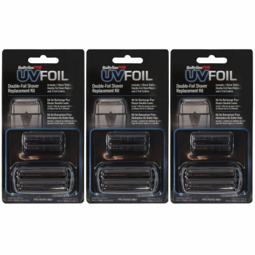 3x BaByliss Pro UVFOIL Double-Foil Shaver Replacement Kit #FXLRF2 Perspective: front