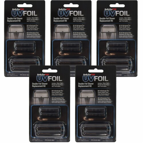 5x BaByliss Pro UVFOIL Double-Foil Shaver Replacement Kit #FXLRF2 Perspective: front