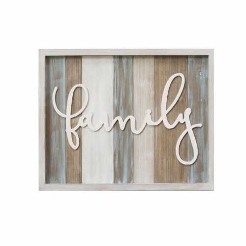 Home Roots 321194 Rustic Family Wood Wall Decor, Multicolor Perspective: front