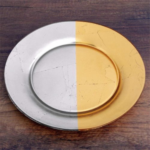 Red Pomegranate 4984-1 Gilt Demi Salad Plates, Silver & Gold - Set of 4 Perspective: front